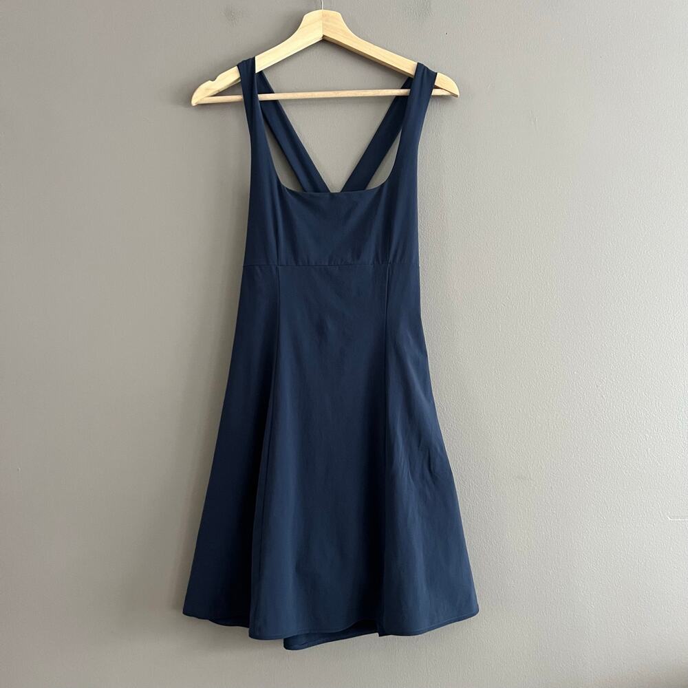 Outdoor Voices Cross Back Dress Medium Navy Built In Shorts Tennis Athleisure